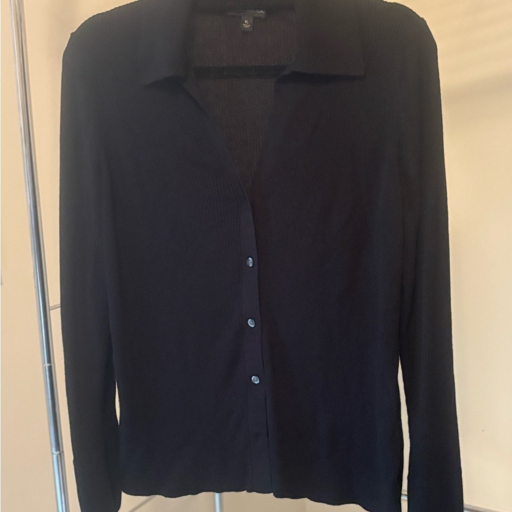 Banana Republic Black Button-Down Sweater